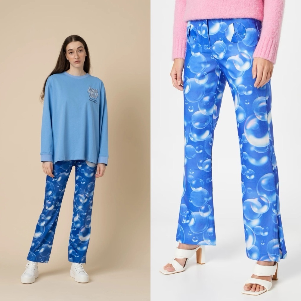 New House of Sunny Sz 6 Flared Pants 'FANTASIA' in Sky Blue